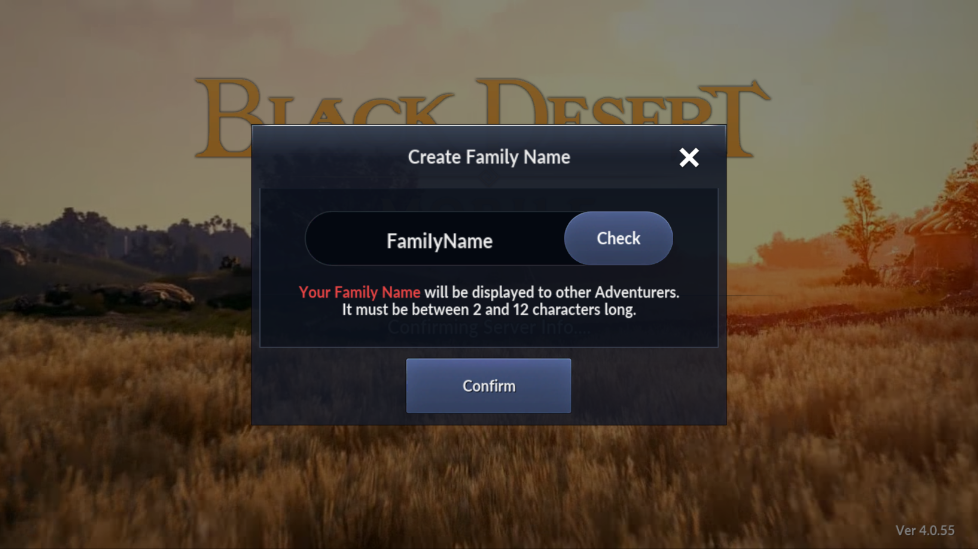 Black Desert Online Family Name